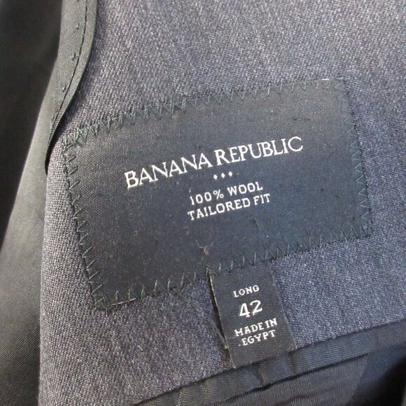 Banana Republic 100% Wool Tailored Fit Blazer Men 42 Long Grey Sport Coat 694 - Picture 4 of 16